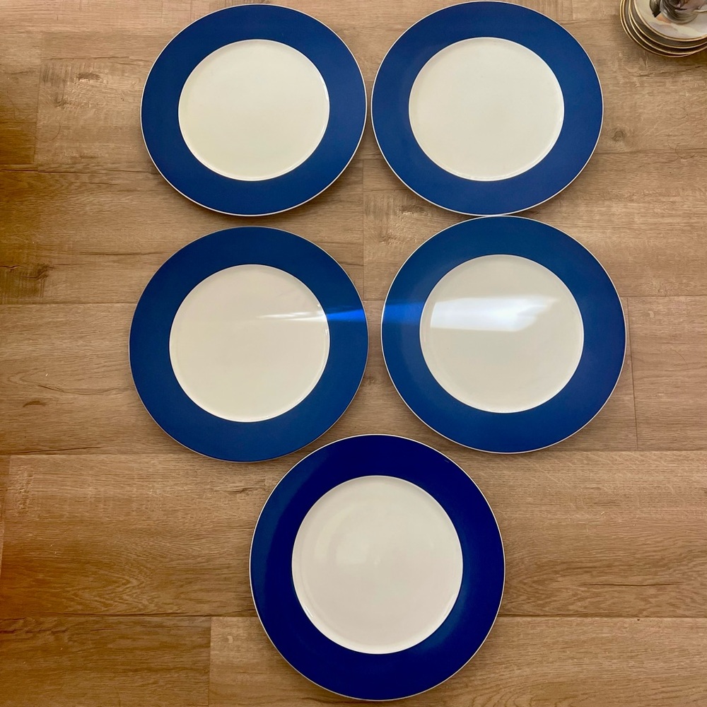 5 PCs NWT Villeroy & Boch Indian Blue Service Plate (Charger) 12”, Discontinued